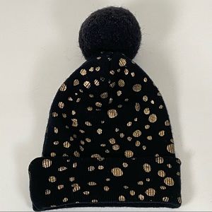 Polka Dot Beanie With Pom Pom